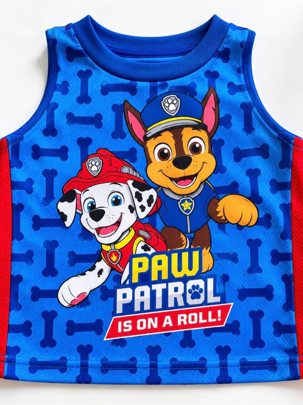 Paw Patrol Blue and Red Boys Tank Top with Character Print